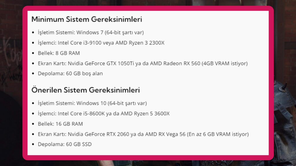 Dying Light 2 sistem gereksinimleri