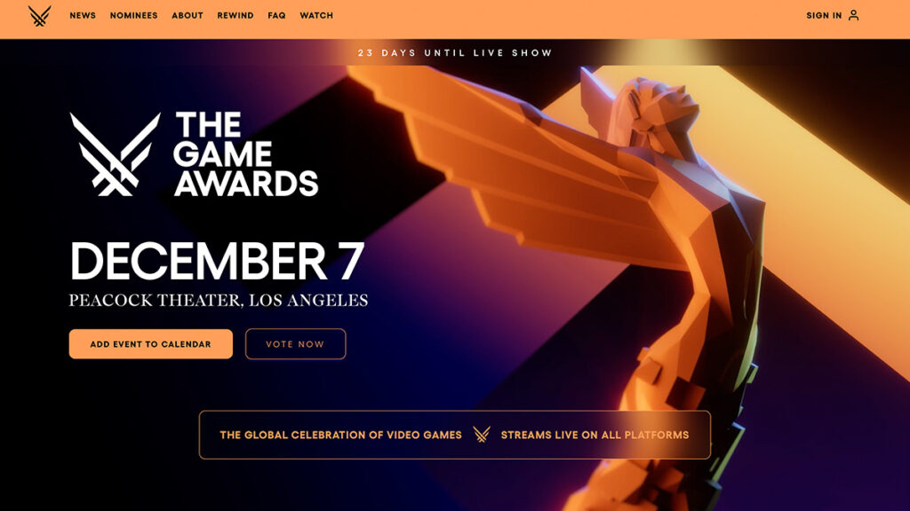 The Game Awards - Adım#1 İnternet Sitesini Ziyaret Edin
