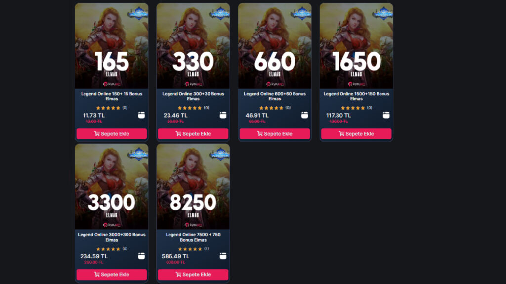 Legend Online Elmas fiyatları