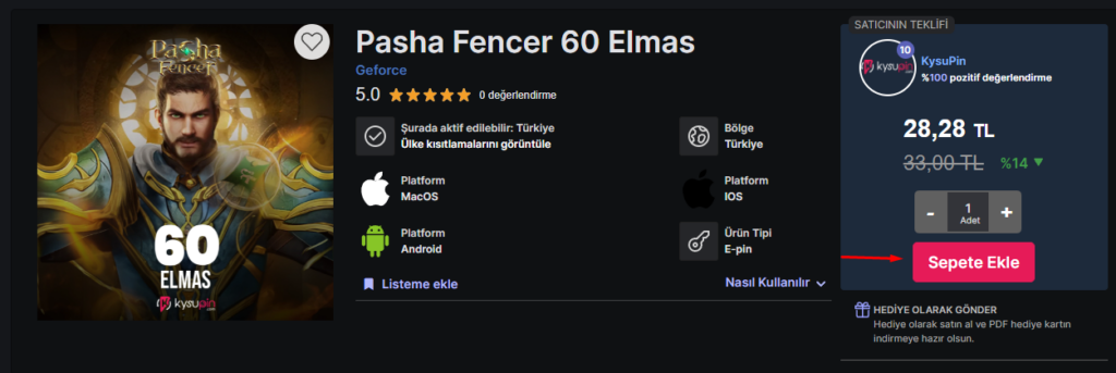 Pasha Fencer Elmas satın al