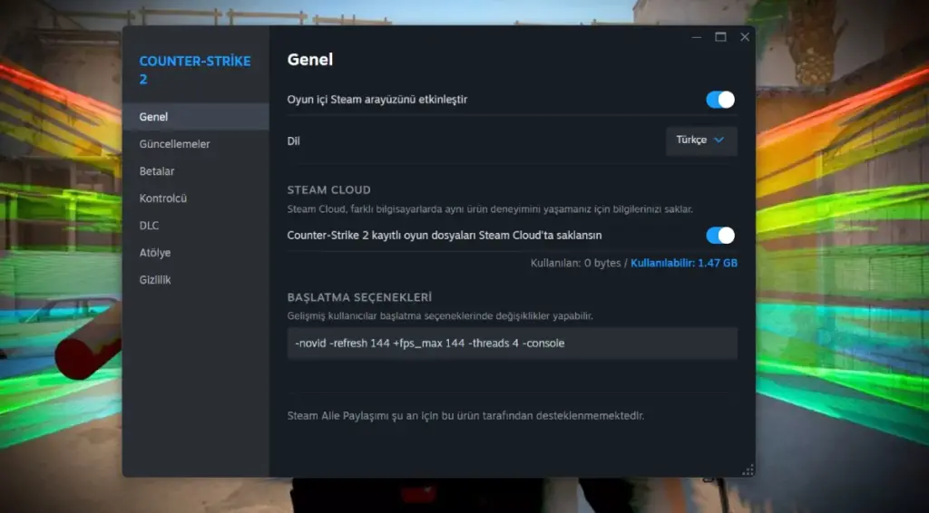 Counter-Strike 2 Başlatma Seçenekleri