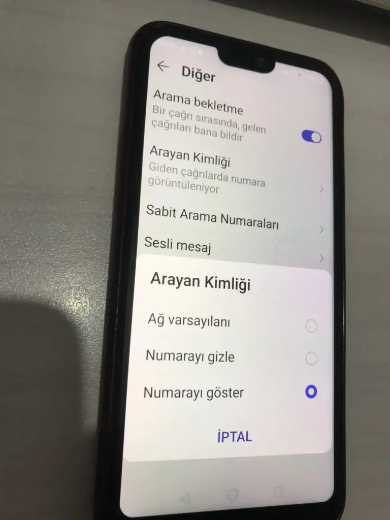 Gizli Numaradan Arama Yapma Ayarı