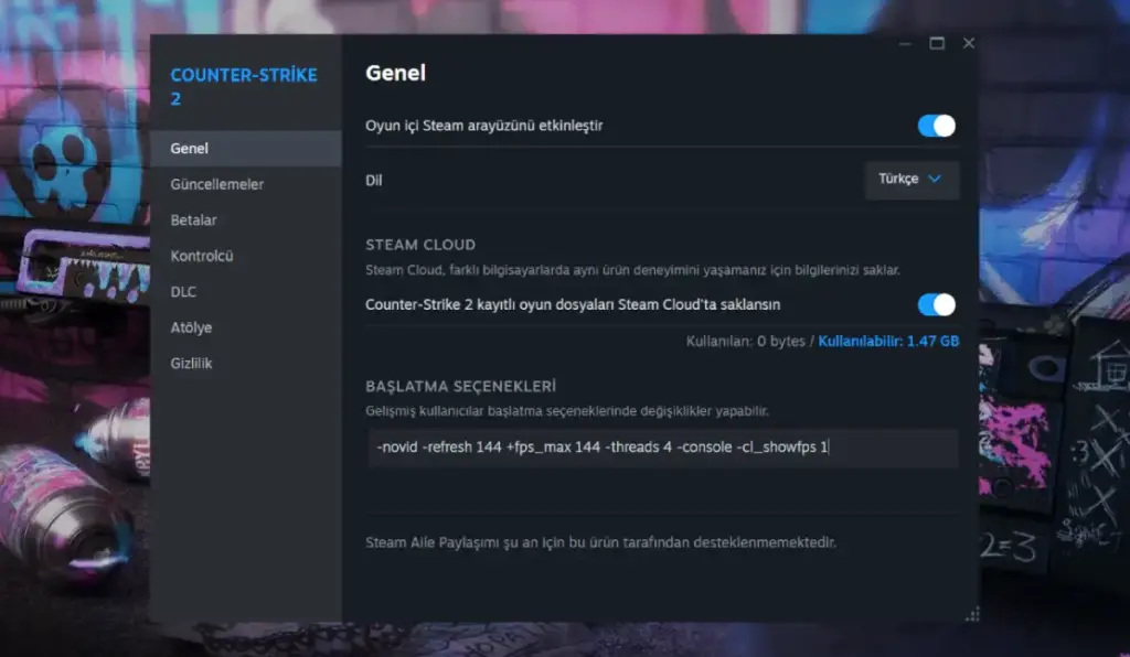 CS2 FPS Gösterme Ayarı