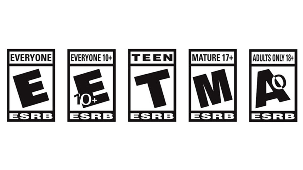 Oyunlar, kimler için uygun olduklarına göre derecelendirilir. Yukarıda ESRB'nin örneklerini görebilirsiniz.