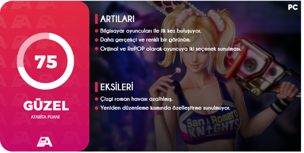 Kara mizah ve Hack & Slash türündeki kült yapımın yeniden düzenleme versiyonu olan Lollipop Chainsaw RePOP İnceleme yazımız sizlerle!