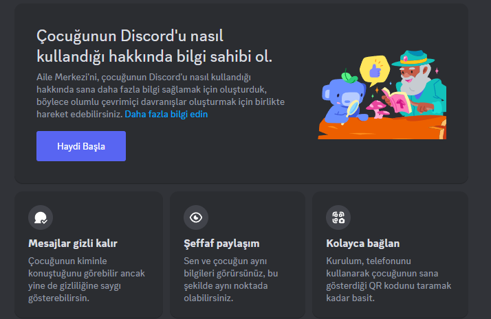 Discord aile merkezi.