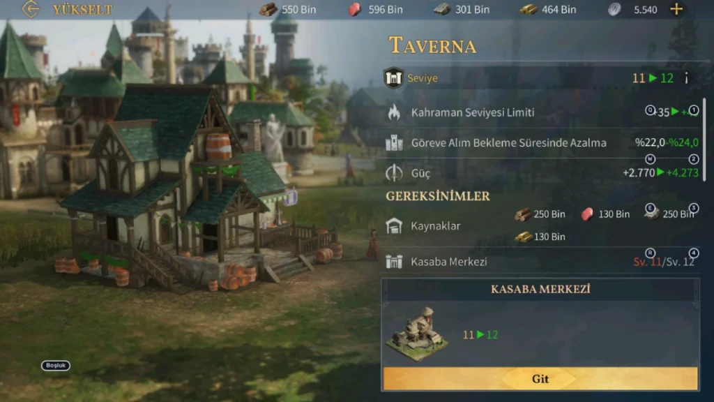 Age of Empires Mobile Taverna yükseltme