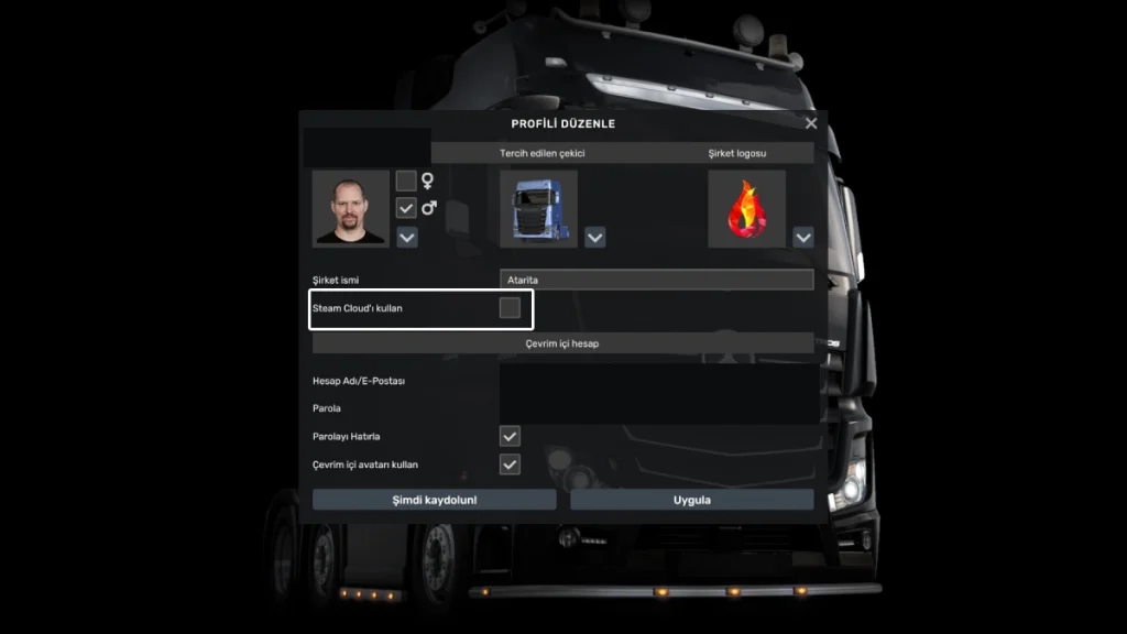 Euro Truck Simulator 2 para hilesi için Steam Cloud'u kapatmanız gerekiyor.